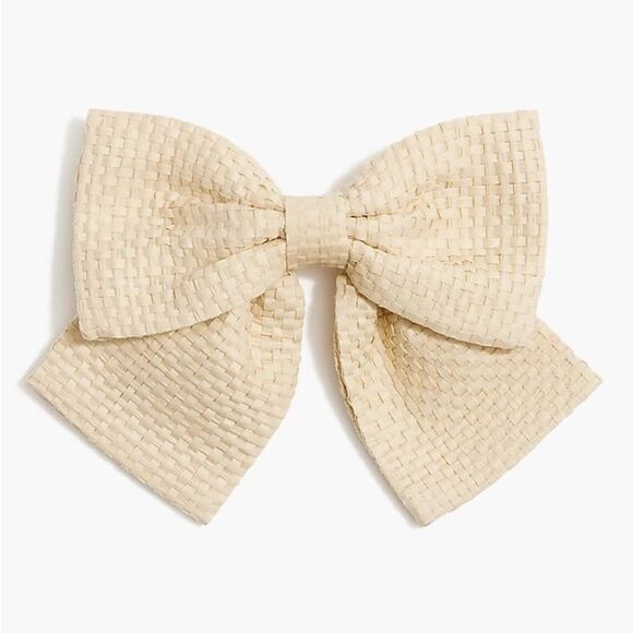 J. Crew Cream Woven Hair Bow - Picture 1 of 4